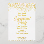 ホワイトアンドゴールドフォイル婚約パーティ 箔招待状 (正面)
