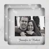 ホワイトアンドシルバースノーフレーク結婚式招待状 招待状 (正面/裏面)