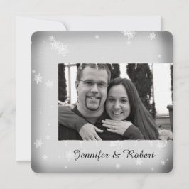 ホワイトアンドシルバースノーフレーク結婚式招待状 招待状