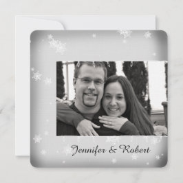ホワイトアンドシルバースノーフレーク結婚式招待状 招待状