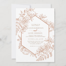 ホワイトアンドテラコッタジオメトリック結婚フローラ 招待状