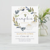 ホワイトアンドネイビーカボチャ赤ちゃんシャワー招待状 招待状 (スタンド正面)