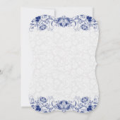 ホワイトアンドネイビーブルーレースブライダルシャワー招待状2 招待状 (裏面)