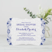 ホワイトアンドネイビーブルーレースブライダルシャワー招待状2 招待状 (スタンド正面)