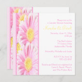 ホワイトアンドピンクジェルベラスカップルシャワー招待状 招待状 (正面/裏面)