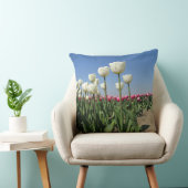 ホワイトアンドピンクチューリップフィールド装飾用クッション クッション (椅子)