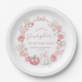 ホワイトアンドピンクリトルカボチャ紙プレート ペーパープレート (正面)