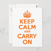 ホワイトアンドブライトオレンジKeep Calm and Carry On ポストカード (正面/裏面)