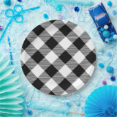 ホワイトアンドブラックバッファロープレイド紙プレート ペーパープレート (パーティー)