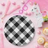 ホワイトアンドブラックバッファロープレイド紙プレート ペーパープレート (パーティー)