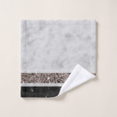 ホワイトアンドブラックマーブルバラ金ゴールドストライプグリッター#1 バスタオルセット (ウォッシュタオル)