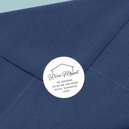 ホワイトアンドブラック引っ越しましたハウス差出人住所 ラウンドシール