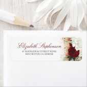 ホワイトアンドブルゴーニュレッドフローラシック ラベル (インサイチュ)