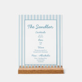 ホワイトアンドブルーストライプビーチクラブカバナバー アクリルサイン (正面)