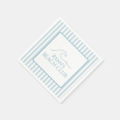 ホワイトアンドブルーストライプビーチクラブカバナ誕生日 スタンダードカクテルナプキン (角)