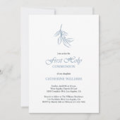ホワイトアンドブルーファースト聖餐式ミニマル 招待状 (正面)