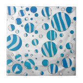 ホワイトアンドブルー水玉模様ゼブラ タイル (正面)