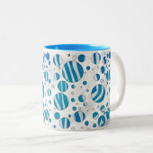 ホワイトアンドブルー水玉模様ゼブラ ツートーンマグカップ (正面右)