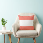 ホワイトアンドリビングコーラルブロードストライプ装飾用クッション クッション (椅子)