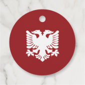 ホワイトアンドレッドアルバニアイーグルメッセージカード フェイバータグ (裏面)