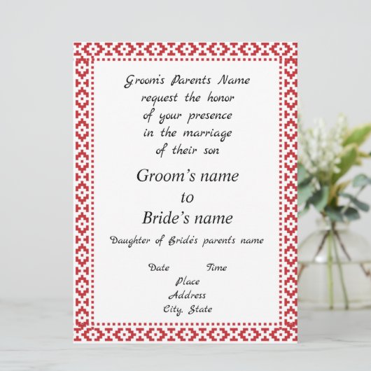 ホワイトアンドレッドタドレズ結婚式招待状 招待状 (スタンド正面)