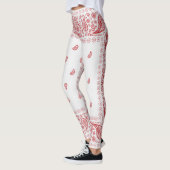 ホワイトアンドレッドペイズリーデザイン  レギンス (左)