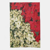ホワイトアンドレッドポインセティアスIホリデイフローラ キッチンタオル (縦)