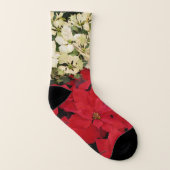 ホワイトアンドレッドポインセティアスIホリデイフローラ ソックス (左内側)