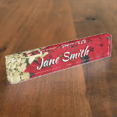 ホワイトアンドレッドポインセティアスIホリデイフローラ デスクネームプレート (側面)