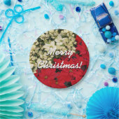 ホワイトアンドレッドポインセティアスIホリデイフローラ ペーパープレート (パーティー)