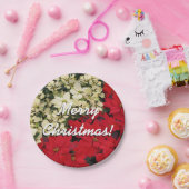 ホワイトアンドレッドポインセティアスIホリデイフローラ ペーパープレート (パーティー)