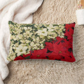 ホワイトアンドレッドポインセティアスIホリデイフローラ ランバークッション (ブランケット)