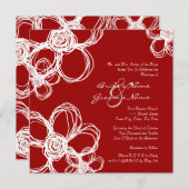 ホワイトアンドレッドワイルドフラワーズ結婚式招待状 招待状 (正面/裏面)