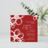 ホワイトアンドレッドワイルドフラワーズ結婚式招待状 招待状 (スタンド正面)