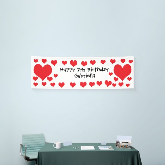 ホワイトアンド赤いハートバレンタインデイ誕生日 横断幕 (トレードショー)