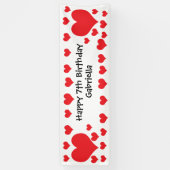 ホワイトアンド赤いハートバレンタインデイ誕生日 横断幕 (縦)