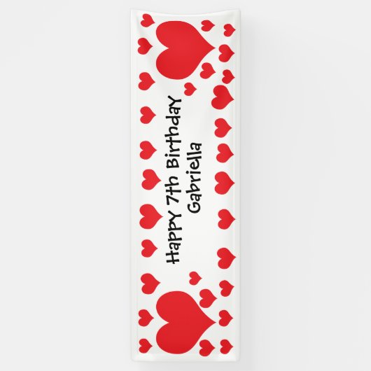 ホワイトアンド赤いハートバレンタインデイ誕生日 横断幕 (縦)
