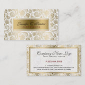 ホワイトアンド金ゴールドフローラレースペイズリー2 名刺 (正面/裏面)