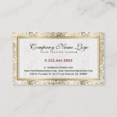 ホワイトアンド金ゴールドフローラレースペイズリー2 名刺 (裏面)