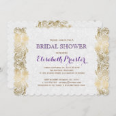 ホワイトアンド金ゴールドレースブライダルシャワー招待状 招待状 (正面/裏面)