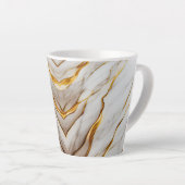 ホワイトアンド金ゴールド大理石デザインストーンプリント カフェラテマグ (右アングル)