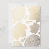 ホワイトアンド金ゴールド葉秋婚約パーティ 招待状 (裏面)