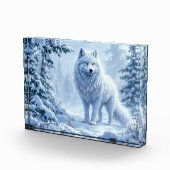 ホワイトアークティックウルフ冬の風景デザイン フォトブロック (右)