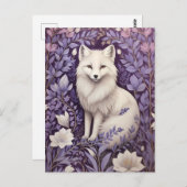 ホワイトアークティックフォックス ラベンダー ウィリアムモリス フラワーズ ポストカード (正面/裏面)