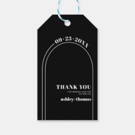 ホワイトアーチとタイポグラフィブラックありがとうござ結婚う ギフトタグ