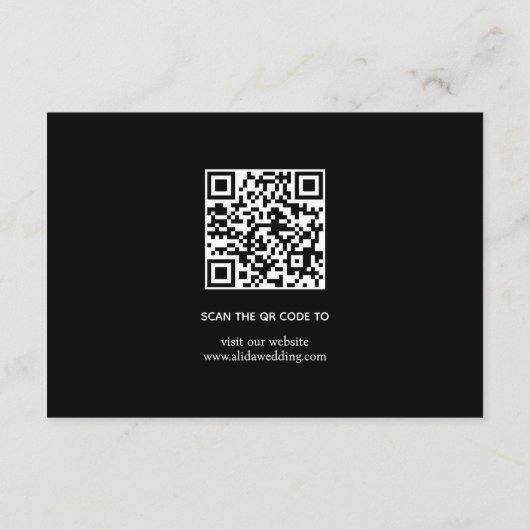 ホワイトアーチとタイポグラフィブラック結婚ミニマリスト エンクロージャーカード (裏面)