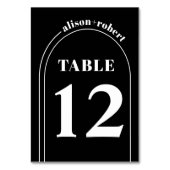 ホワイトアーチとタイポグラフィブラック結婚ミニマリスト テーブルナンバー (裏面)