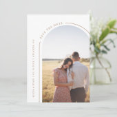 ホワイトアーチの結婚式フォト セーブザデート (スタンド正面)