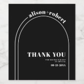 ホワイトアーチブラックサンキューミニマル結婚リスト ワインラベル (シングルラベル)