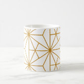 ホワイトアートと金ゴールドアートのデコ幾何学的パターン コーヒーマグカップ (中央)